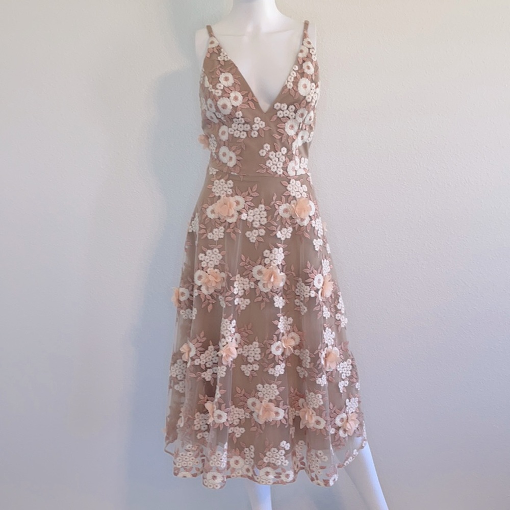 Dress the Population- Elisa Dress, Dusty Pink Multi